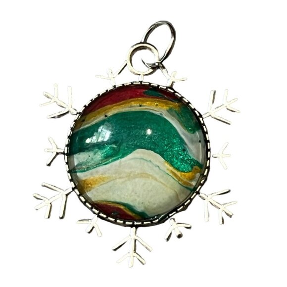 Marbleized Tie Dye SnowFlake Charm 2.5" Diameter Jewelry Necklace Crafting Chris - Picture 3 of 7